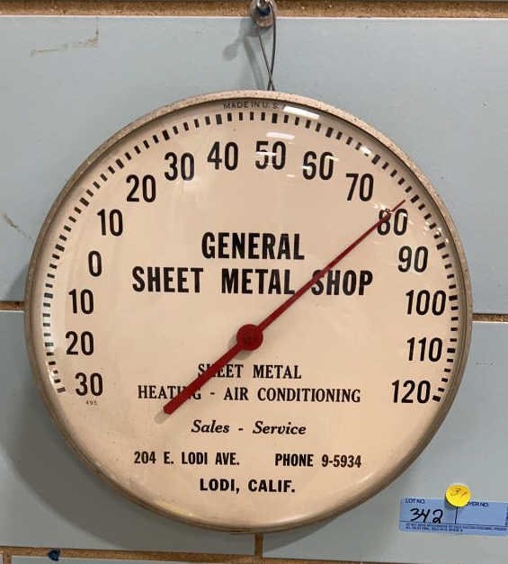 VINTAGE GENERAL SHEET METAL SHOP ADVERTISING THERM (1 of 4)