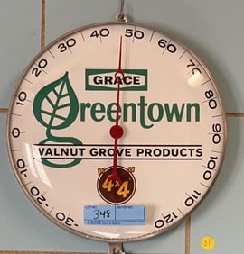 VINTAGE GRACE GREENTOWN ADVERTISING THERMOMETER