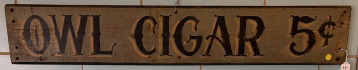 "OWL CIGAR" WOODEN SIGN