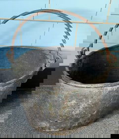 ANTIQUE LARGE COPPER APPLE BUTTER POT