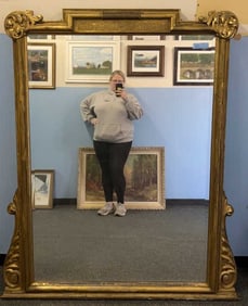 LARGE GOLD GILT ANTIQUE MANTEL MIRROR