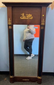 ANTIQUE FEDERAL MAHOGANY MIRROR W/ BRASS ORMOLU