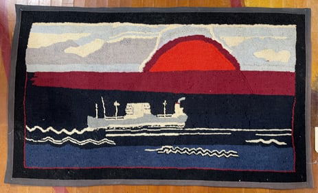 HOOK RUG WITH SHIP