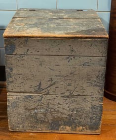 ANTIQUE BLUE PAINT FEED BIN