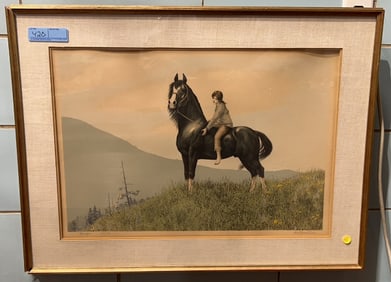 FRAMED PRINT OF GIRL ON HORSE