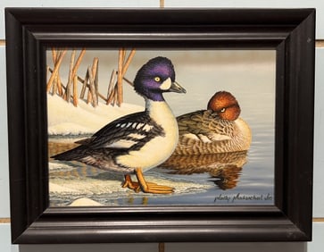 WALLY MAKUCHAL JR. OIL ON BOARD OF GOLDENEYES