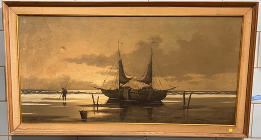 MARL MARTENS OIL ON CANVAS OF BEACH/ SEASCAPE