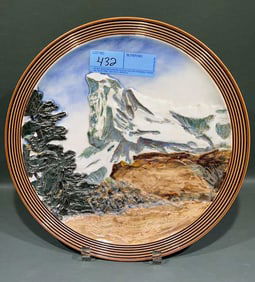SIGNED DECORATIVE 3D PLATTER OF MOUNTIAN SCENE