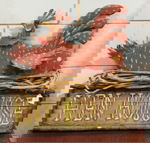 WOODEN "HEN HOUSE" FOLK ART SIGN