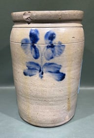 PETER HERMAN 1 GALLON BLUE DECORATED STONEWARE CR