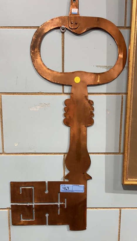 19TH CENTURY HANDMADE COPPER LOCKSMITH TRADE SIGNE (1 of 3)