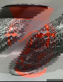 WHITE "NEW STUFF" REDWARE POTTERY VASE