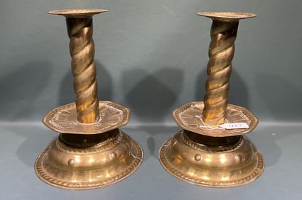 PAIR OF BRASS CANDLESTICKS
