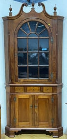 ANTIQUE CHERRY CHIPPENDALE CORNER CUPBOARD