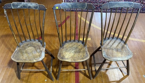 3 ANTIQUE PAINT DECORATED SIDE CHAIRS