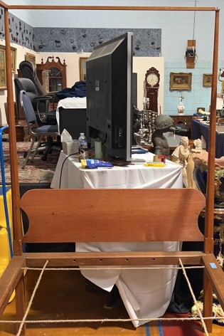 ANTIQUE ROPE POSTER BED IN A RED WASH (1 of 3)