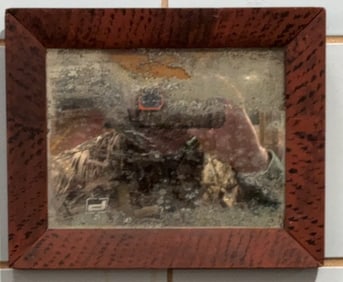 ANTIQUE PAINT DECORATED MIRROR