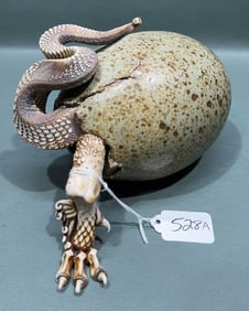 ART POTTERY HATCHING DRAGON EGG