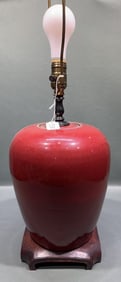 ORIENTAL OX BLOOD PORCELAIN VASE LAMP