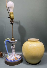 HAND PAINTED LAMP & VASE LOT