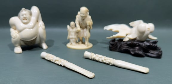 COLL. OF VARIOUS ANT. CARVED BONE ITEMS