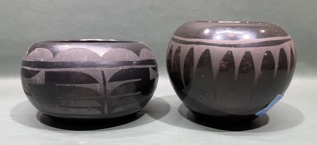 2 SANTA CLARA NATIVE AMERICAN POTS