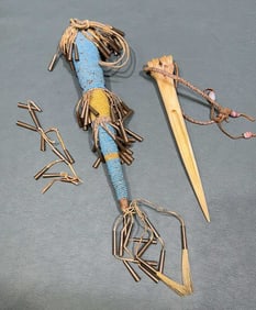 NATIVE AMERICAN CARVED BONE DAGGER