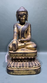 ANT BURMESE CARVED GILTWOOD BUDDHA