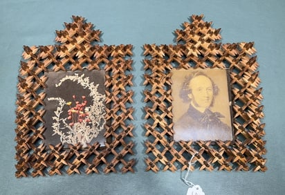 PAIR "CROWN OF THORNS" FOLK ART FRAMES