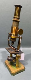 ANTIQUE BRASS MICROSCOPE