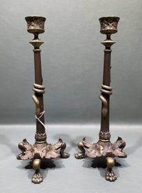 PAIR EMPIRE "SNAKE" CANDLESTICKS