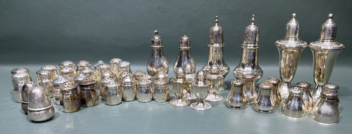 LARGE LOT OF VARIOUS STERLING SHAKERS