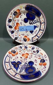 PAIR ANTIQUE GAUDY WELSH PLATES