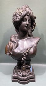 ART NOUVEAU BRONZE BUST OF A GIRL