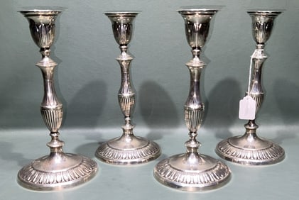 SET OF 4 ENGLISH STERLING CANDLESTICKS BY CRICHTON