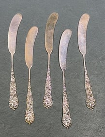 5 STERLING BUTTER KNIVES