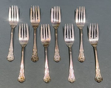 8 DURGIN STERLING SALAD FORKS