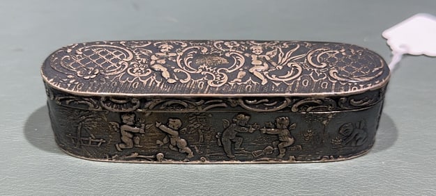 SILVER DRESSER BOX W/ CUPIDS W/ HALLMARKS
