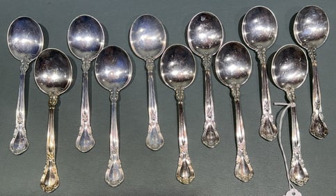 11- GORHAM STERLING "CHANTILLY" SOUP SPOONS