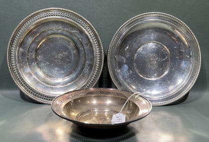 2 STERLING PLATES & STERLING BOWL