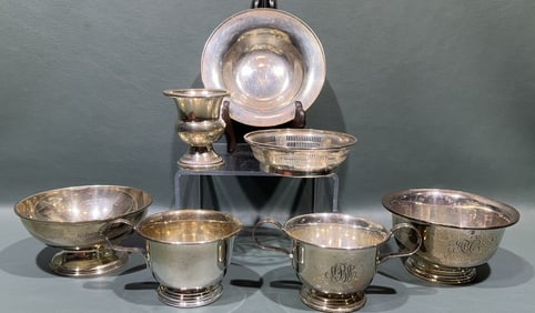 STERLING BOWLS, CREAMER & SUGAR LOT