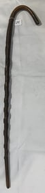 ANTIQUE FOLKART CARVED CANE W/ SNAKE, BOOTS, WOMEN