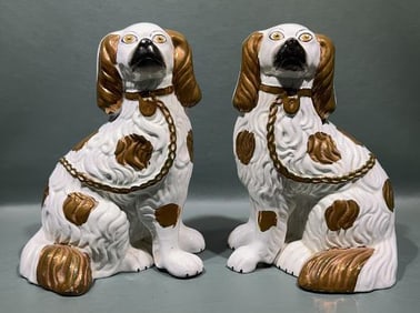 PAIR OF LARGE STAFFORDSHIRE DOGS