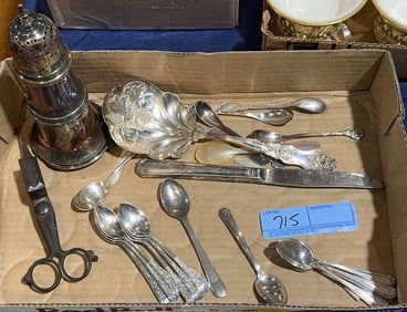 COLLECTION OF SILVER PLATE & CANDLE SNUFFER LOT