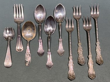 STERLING SEAFOOD FORKS, CHILD FORKS, SPOON LOT