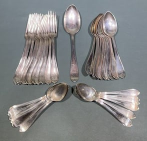38 PIECES L. DIXON COIN SILVER FLATWARE
