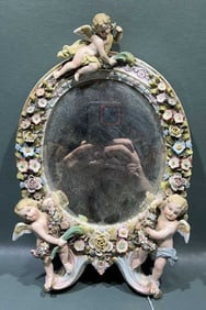 HANDPAINTED MIESSEN PORCELAIN FRAMED MIRROR W/