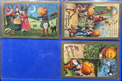 3 VINTAGE HALLOWEEN POSTCARDS