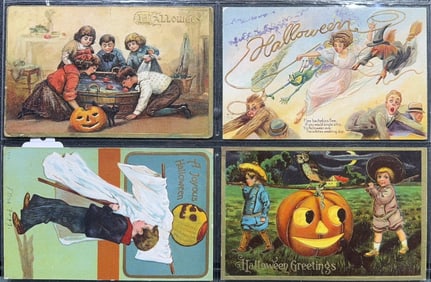 4 VINTAGE HALLOWEEN POSTCARDS