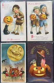 4 VINTAGE HALLOWEEN POSTCARDS